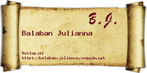 Balaban Julianna névjegykártya